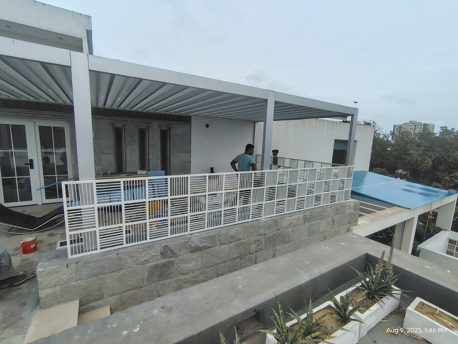 Terrace railing screen panels fabricated by AEIW